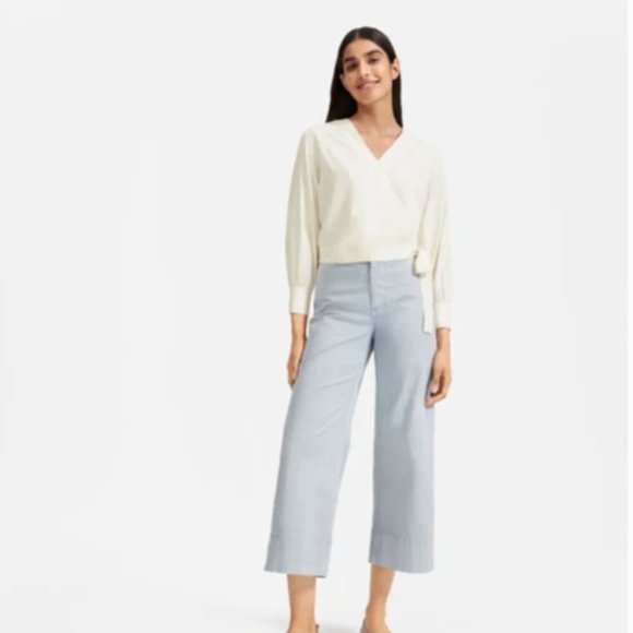 NWT Everlane 100% Washable Silk White Wrap Top 6 M - Picture 2 of 8